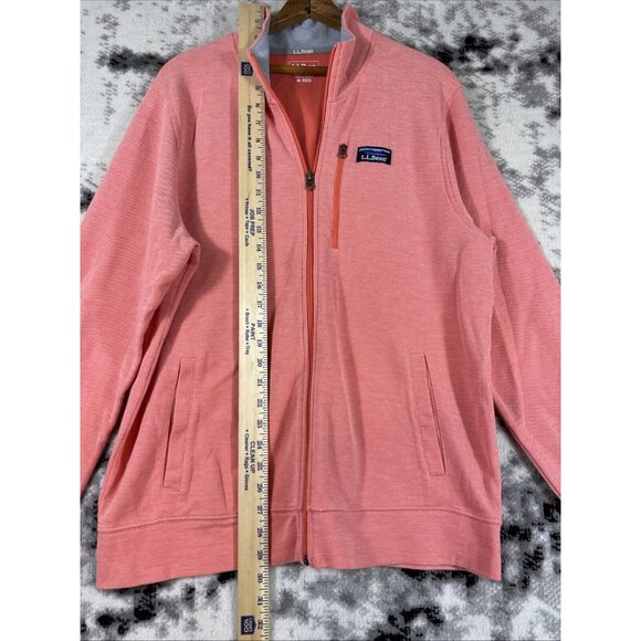 LL Bean Traditional Fit Sweatshirt Mens Size Medium Salmon Pink Full Zip Pockets - Picture 6 of 14